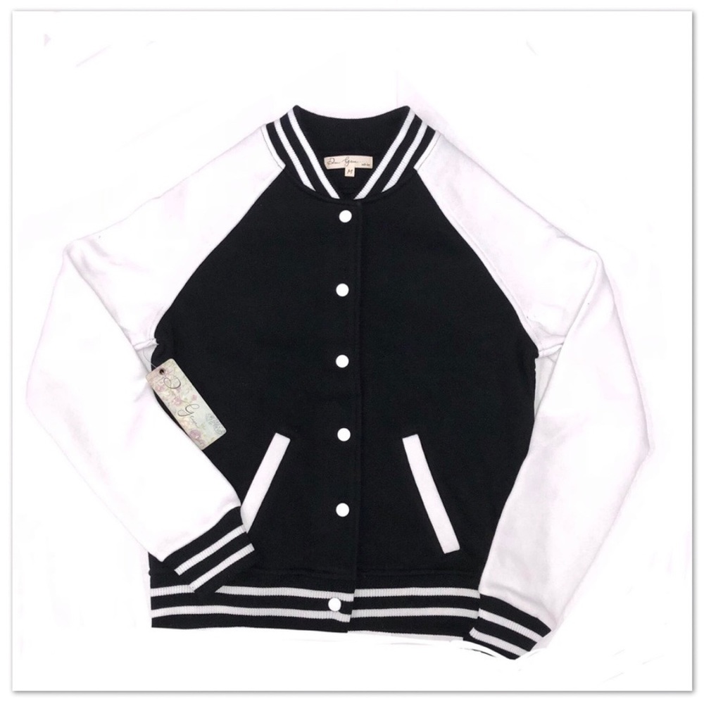 😎 Black & White Letterman Jacket 😎 - Picture 2 of 3